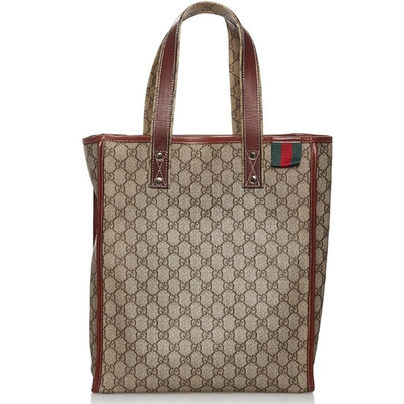 Gucci Handbags - Gucci Brown GG Supreme Web Tote Bag